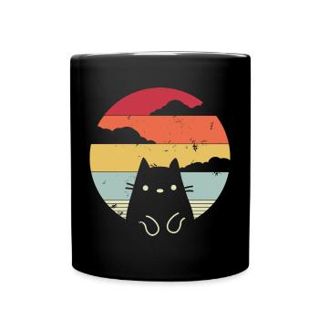 Propriétaire de chat, propriétaire de chat, cadeau rétro vintage - Mug uni - noir - Devant