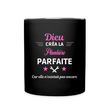 dieu créa la parfaite humour Plombière - Mug uni - noir - Devant
