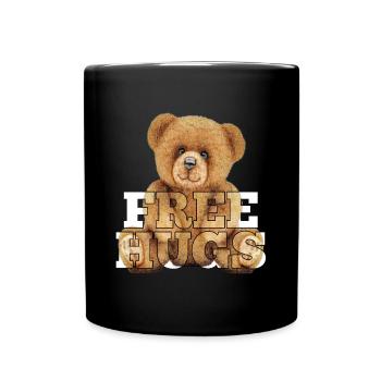 Teddy Gratis Umarmungen Geschenk - Tasse einfarbig - Schwarz - Vorne