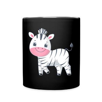 Zebra Familie Mama Baby T-Shirt - Tasse einfarbig - Schwarz - Vorne