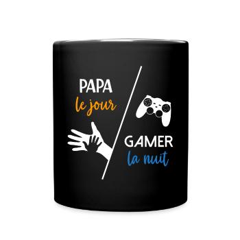 Papa le jour gamer la nuit - humour parent - Mug uni - noir - Devant