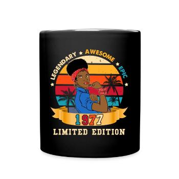 Anniversaire Femme Forte 1977 Vintage - Mug uni - noir - Devant