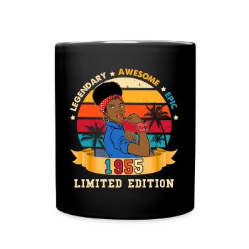 Vintage Frauengeburtstag 1955 - Tasse einfarbig - Schwarz - Vorne