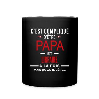 papa Et LIBRAIRE cadeau citation - Mug uni - noir - Devant