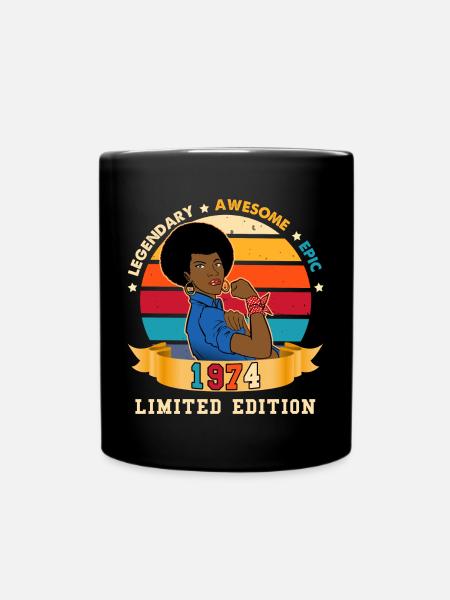 Women's Birthday 1974 vintage Afro - Tasse einfarbig - Schwarz