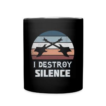 I Destroy Silence Retro Vintage Metal Guitares - Mug uni - noir - Devant