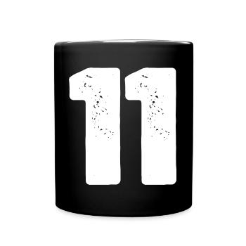 11 Zahl Trikot - Tasse einfarbig - Schwarz - Vorne