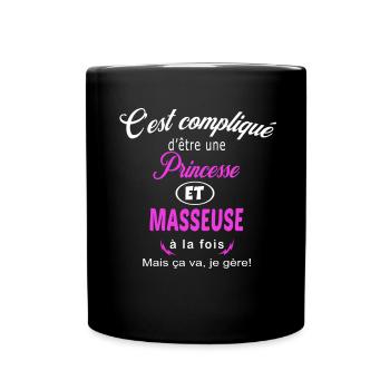 c'est compliqué princesse et masseuse - Mug uni - noir - Devant