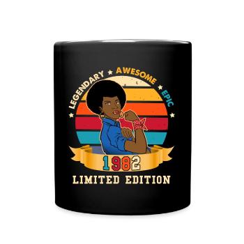 Birthday Strong Woman 1982 Vintage - Tasse einfarbig - Schwarz - Vorne