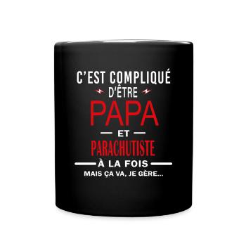 papa Et PARACHUTISTE cadeau citation - Mug uni - noir - Devant