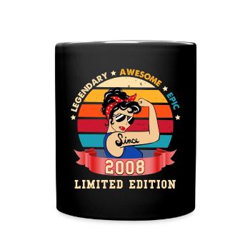 2008 Vintage Women's Birthday Gift Idea - Full Colour Mug - black - Front