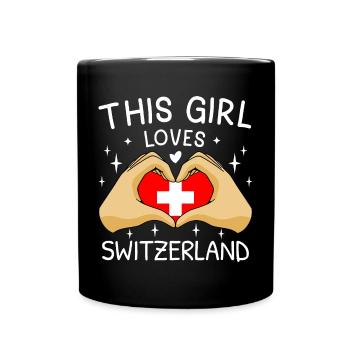Switzerland Flag Vintage Cross Heart Swiss - Full Colour Mug - black - Front
