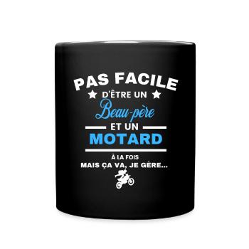 pas facile d'être motard et Beau-père - Mug uni - noir - Devant
