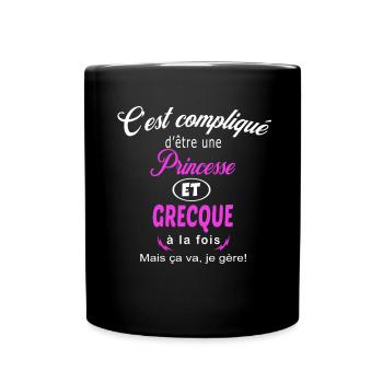 c'est compliqué princesse et Grecque - Mug uni - noir - Devant