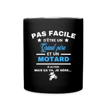 pas facile d'être motard et Grand-père - Mug uni - noir - Devant