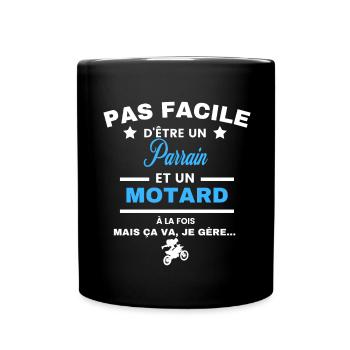 pas facile d'être motard et Parrain - Mug uni - noir - Devant
