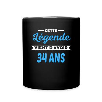 Cette Légende vient d'avoir 34 ans - Mug uni - noir - Devant