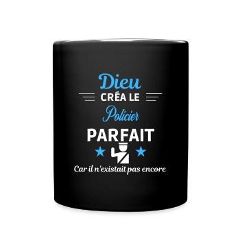 dieu créa parfait humour de bureau Policier - Mug uni - noir - Devant