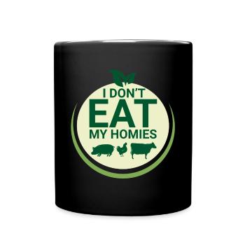 Vegan Fleischlos Tierlieb & Veganer - Tasse einfarbig - Schwarz - Vorne