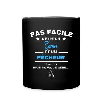 pas facile d'être pêcheur et Epoux - Mug uni - noir - Devant