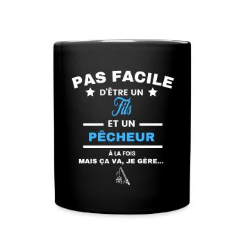 pas facile d'être pêcheur et Fils - Mug uni - noir - Devant