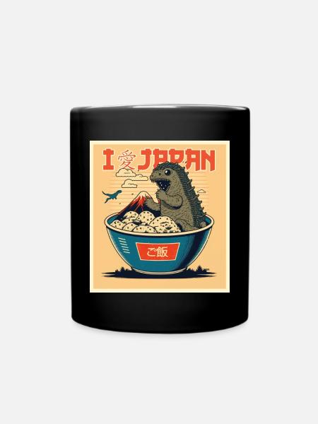 Kaiju in Rice Bowl – Japanliebe Retro - Full Colour Mug - black