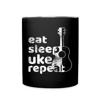 Mange, dors, ukulélé, répète ! Blanc - Mug uni - noir - Devant