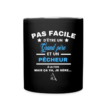 pas facile d'être pêcheur et Grand-père - Mug uni - noir - Devant