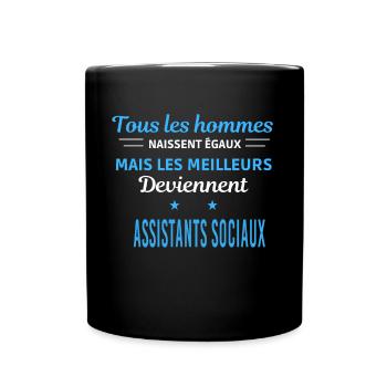 tous les hommes naissent égaux Assistants sociaux - Mug uni - noir - Devant