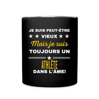 Je suis peut-être vieux ATHLÈTE - Mug uni - noir - Devant