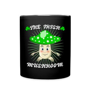 Der irische Pilz, lustige Pilze Design - Tasse einfarbig - Schwarz - Vorne