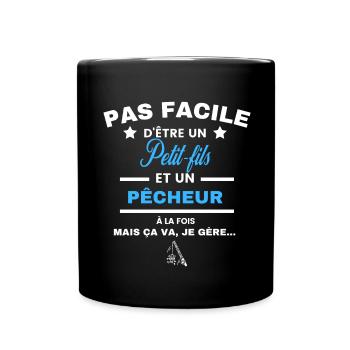 pas facile d'être pêcheur et Petit-fils - Mug uni - noir - Devant