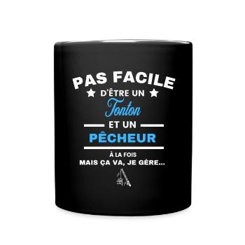 pas facile d'être pêcheur et Tonton - Mug uni - noir - Devant
