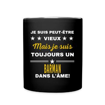 Je suis peut-être vieux BARMAN - Mug uni - noir - Devant