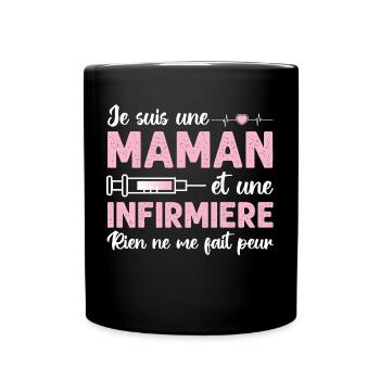 Maman et infirmière cadeau pour mère infirmiere - Mug uni - noir - Devant