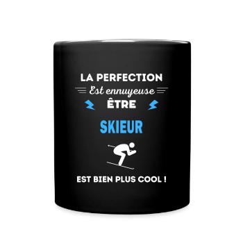 La perfection est ennuyeuse cool skieur - Mug uni - noir - Devant
