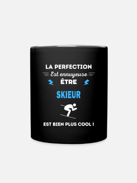 La perfection est ennuyeuse cool skieur - Mug uni - noir