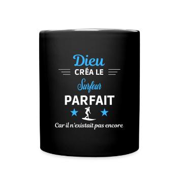 dieu créa parfait humour de bureau Surfeur - Mug uni - noir - Devant