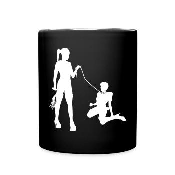 Domina mistress with SM slave - Full Colour Mug - black - Front