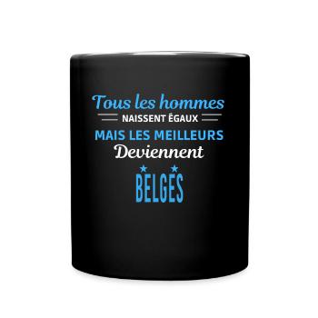 tous les hommes naissent égaux Belges - Mug uni - noir - Devant
