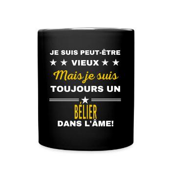 Je suis peut-être vieux BÉLIER - Mug uni - noir - Devant