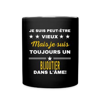 Je suis peut-être vieux BIJOUTIER - Mug uni - noir - Devant