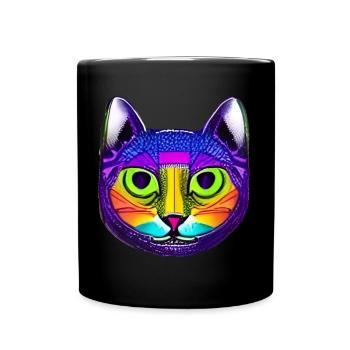 Psychedelic & Trippy Cat - Tasse einfarbig - Schwarz - Vorne