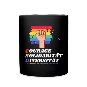 Love is Love - LGBT und Diversität - CSD Vielfalt - Tasse einfarbig - Schwarz - Vorne