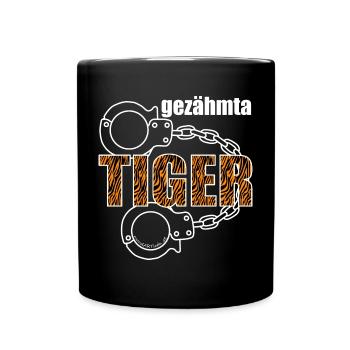 gezähmta Tiger - gezähmter Tiger, Dialekt - Tasse einfarbig - Schwarz - Vorne