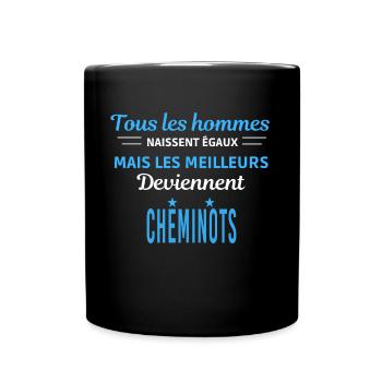 tous les hommes naissent égaux Cheminots - Mug uni - noir - Devant