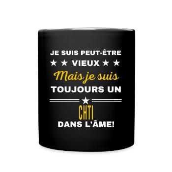 Je suis peut-être vieux CHTI - Mug uni - noir - Devant