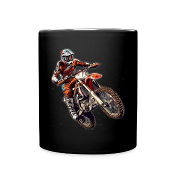 Motocross Fahrer Offroad Action - Tasse einfarbig - Schwarz - Vorne