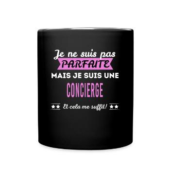 Je ne suis pas parfaite concierge - Mug uni - noir - Devant