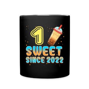 1. Geburtstag Bubble Tee - Tasse einfarbig - Schwarz - Vorne